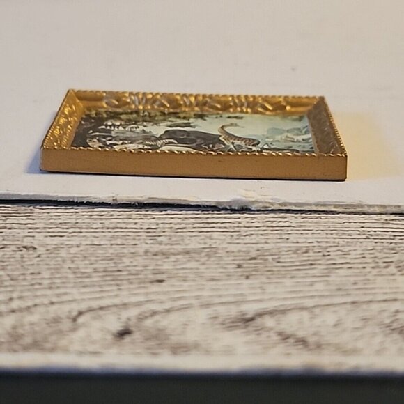 Tiny Mini Dollhouse Painting Adam Naming Creatures Animals 1 3/4" Hong Kong Vtg - Picture 6 of 6